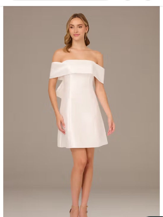 Adrianna Papell Dresses & Skirts - Adrianna Papell Off-the-Shoulder Mini Dress with Back Bow | Size 14 | Used